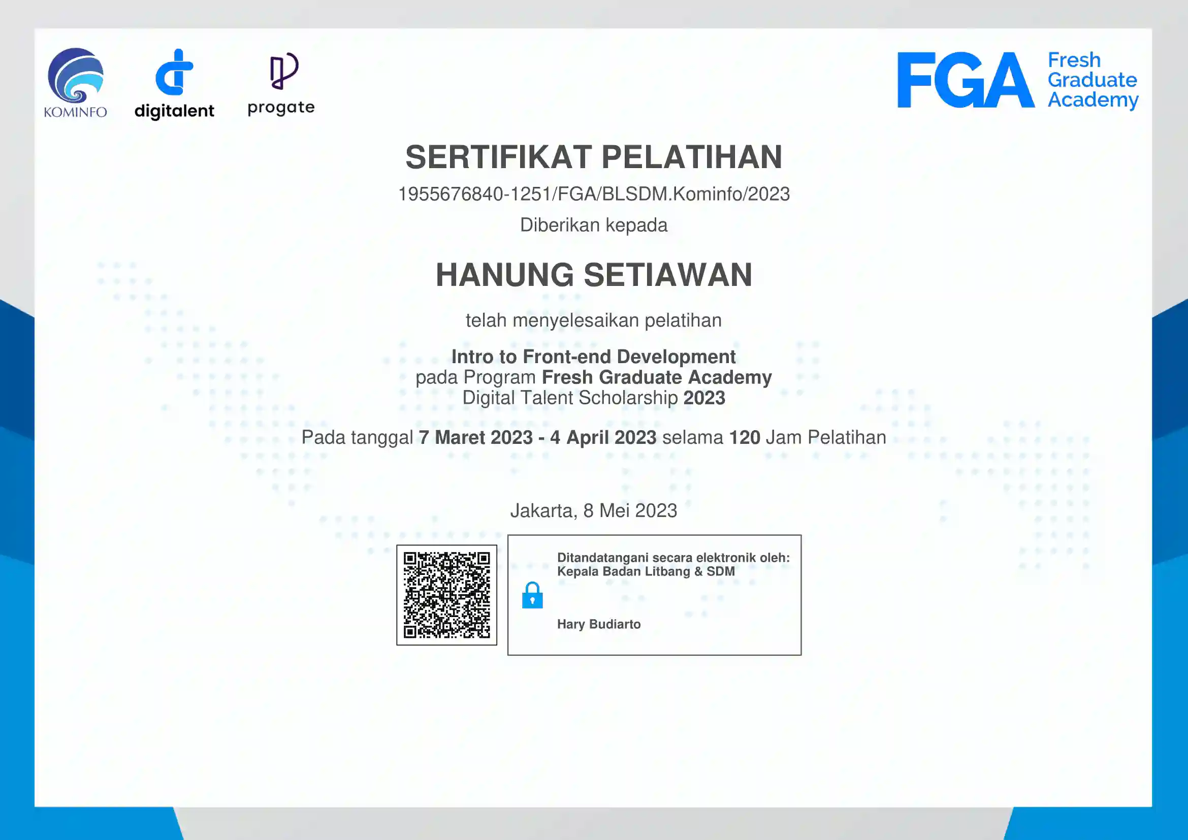 Certificate FE