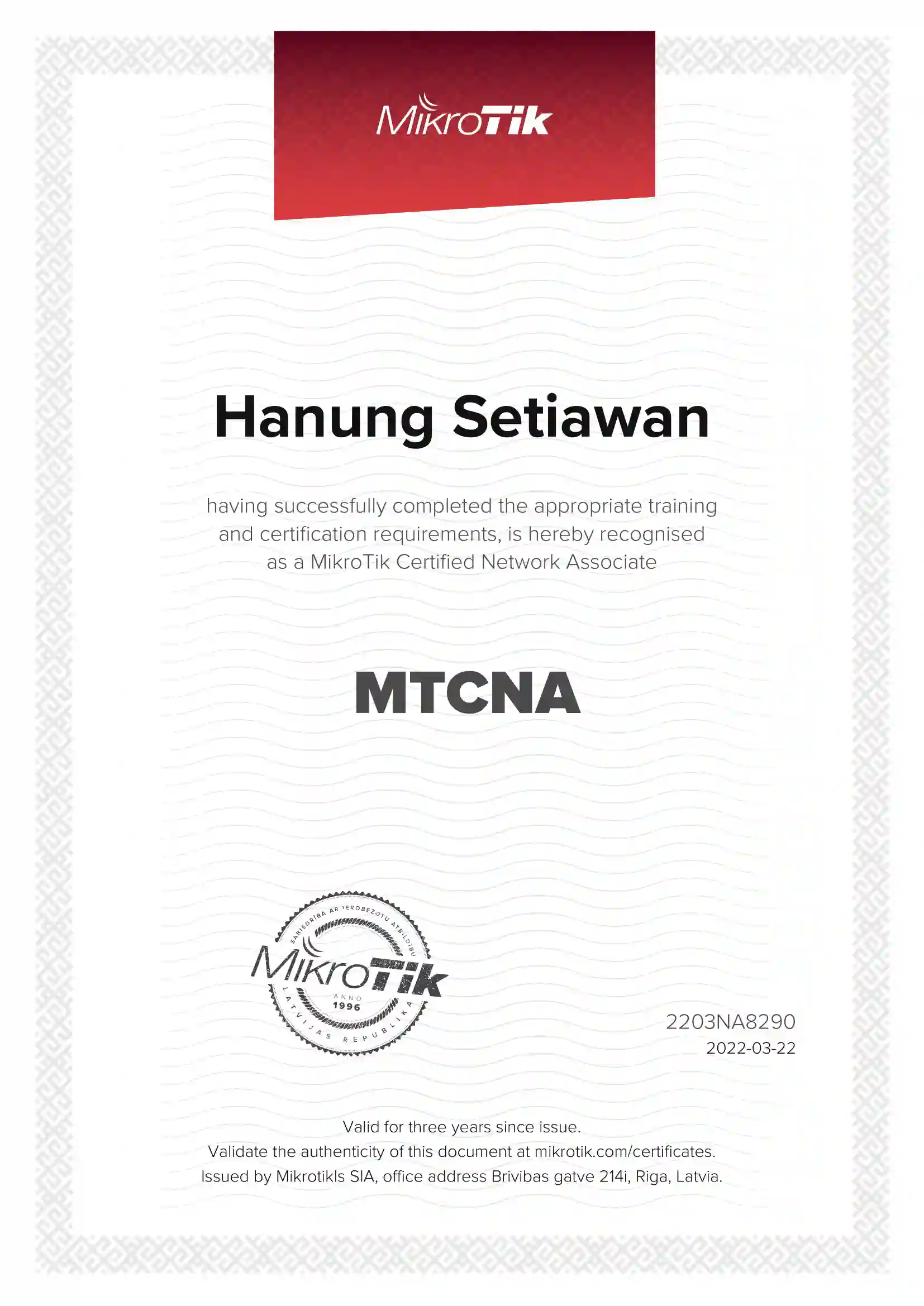 Certificate Mikrotik